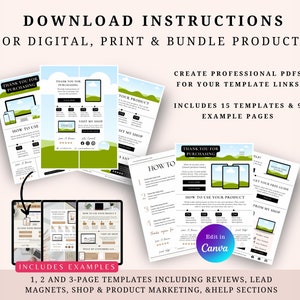 Digital Download Instructions Templates for Digital, Print and Bundles Products, Digital Product Template For Digital Product Sellers, PDF