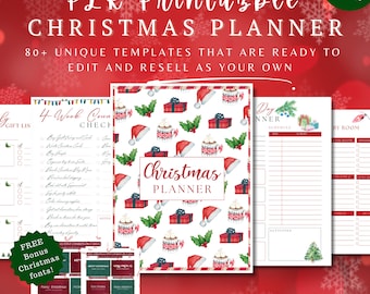 PLR Christmas Planner Canva Template: Resell Rights, Commercial Use (95-Page PDF)