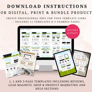 Digital Download Instructions Templates for Digital, Print and Bundle Products, Digital Products Template For Digital Product Sellers, PDF