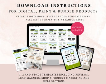 Digital Download Instructions Templates for Digital, Print and Bundle Products, Digital Products Template For Digital Product Sellers, PDF