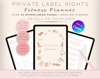 PLR Resell Digital Fitness Planner, Undated Weight Loss Tracker, Health & Wellness Templates, Hyperlinked for iPad or Tablet, Edit in Canva