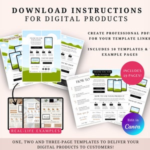 Digital Download Instruction Templates for Digital Products, Digital Products Template For Digital Product Sellers, Template Link PDF