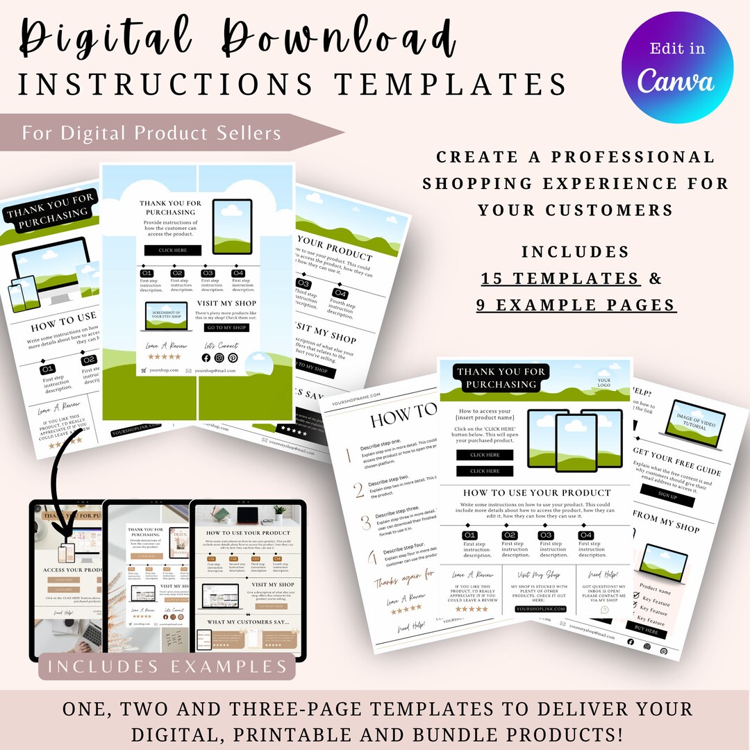 Digital Download Instructions Templates for Digital Products