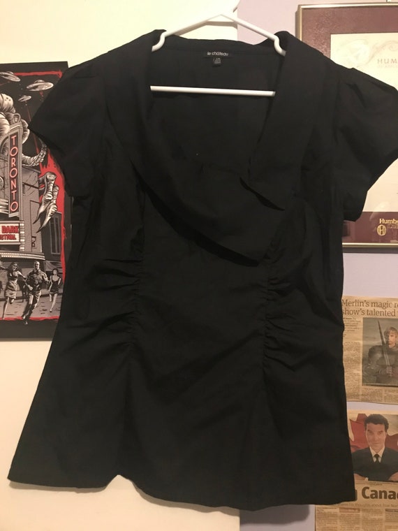Dita Von Teese retro Black asymmetrical blouse - S