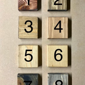 Puede incluir: Ocho bloques de madera, cada uno con un n&uacute;mero diferente pintado en negro. Los bloques est&aacute;n dispuestos en dos filas de cuatro, con los n&uacute;meros del 1 al 8 en orden de izquierda a derecha. Los bloques son todos de diferentes tonos de marr&oacute;n, algunos con un tono m&aacute;s rojizo y otros con un tono m&aacute;s amarillento.