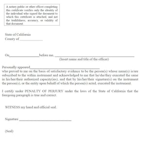 CA (California) Notary Public Acknowledgement