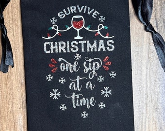 Holiday Wine Bag - Survive Christmas One Sip at a Time