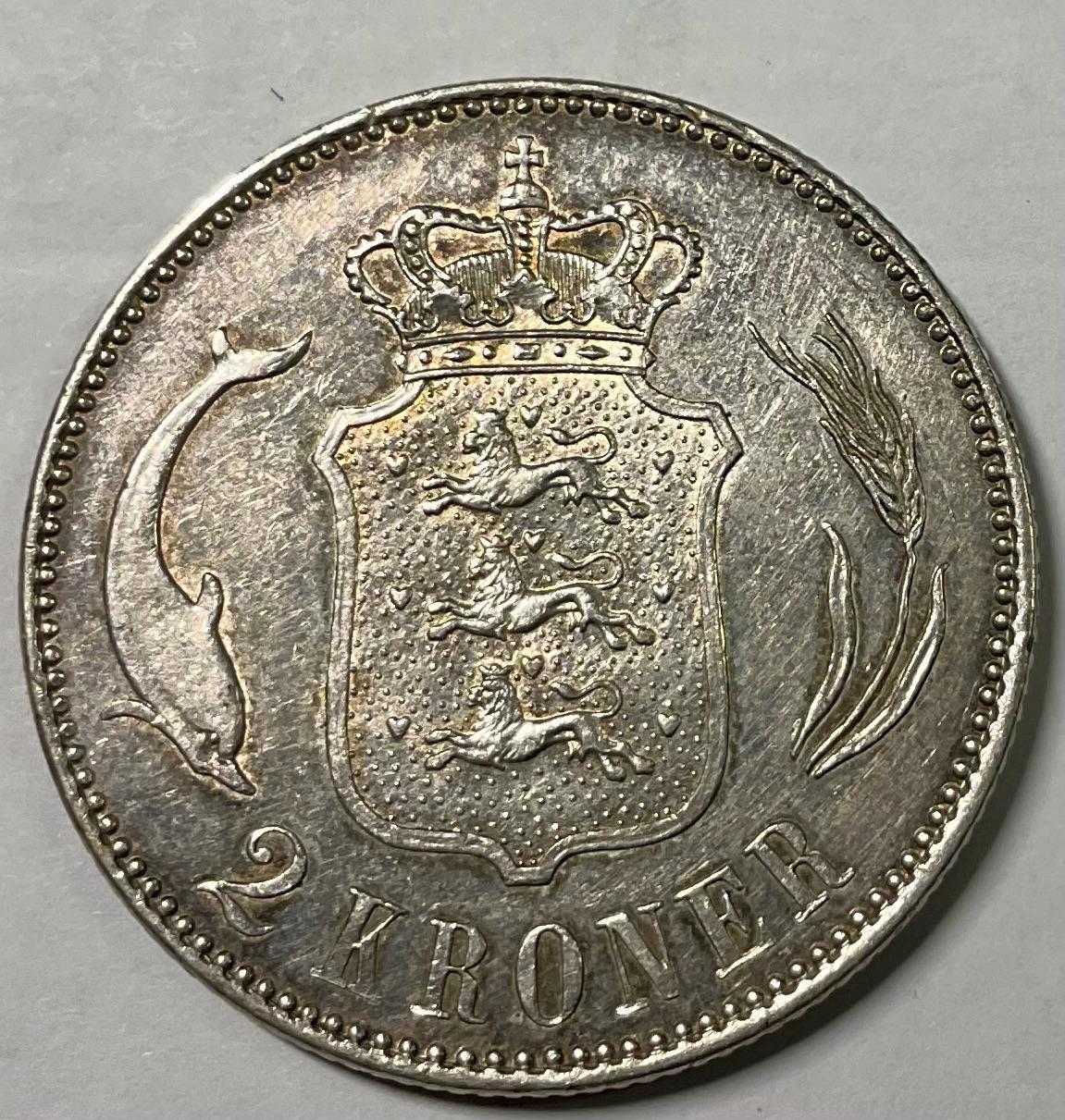 1916 VBP デンマーク シルバー 2 クローネ クリスチャン X