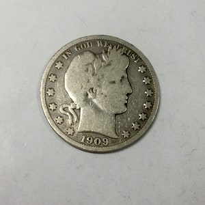 1909S USA Barber Half Dollar Coin  Silver 90 Per Cent Eagle Suitable  for Making Coin Ring Collector  Coin San Francisco issue