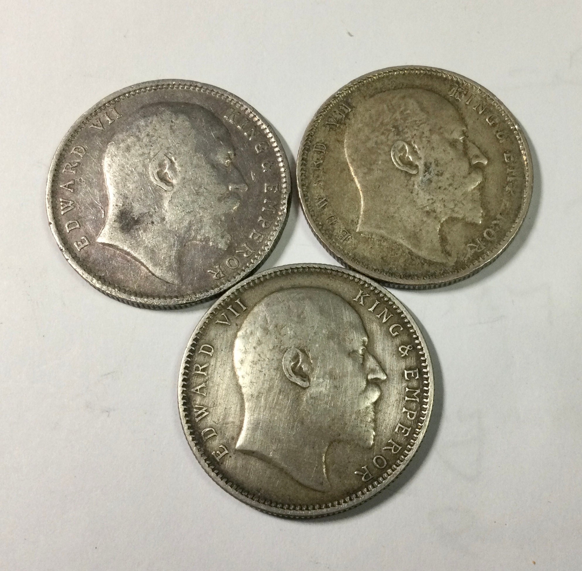 インド 1904 05 & 1906 エドワード 7 世の 1 ルピー銀貨肖像画王皇帝の