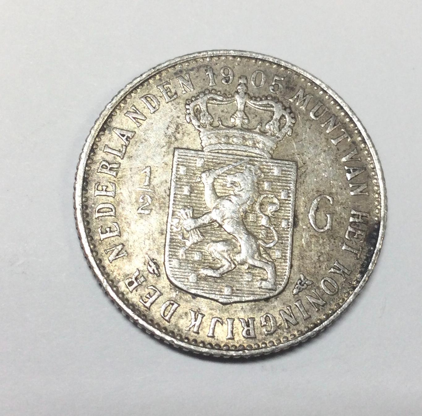 1905 Netherlands Half Gulden 1/2 Wilhelmina Queen Silver Dutch Collectors  Coin Crown Over Shield Lion Sword - Etsy