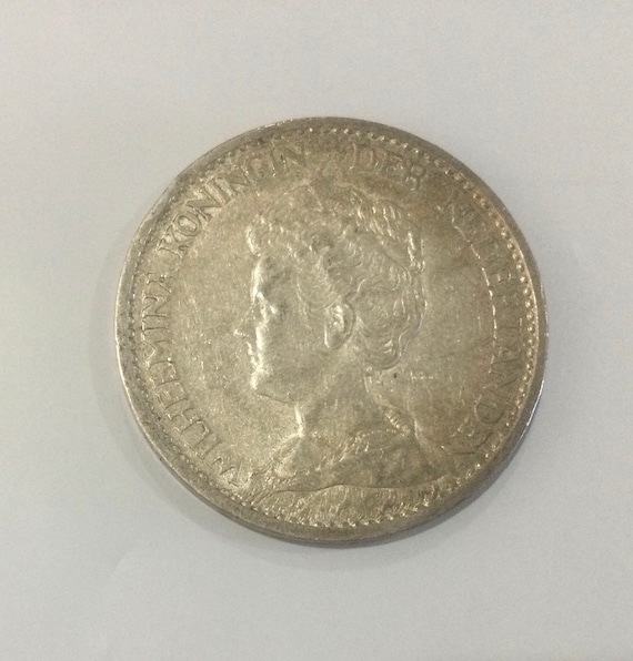 オランダ 1914 ウィルヘルミナ女王の肖像 シルバー ワン グルデン #3