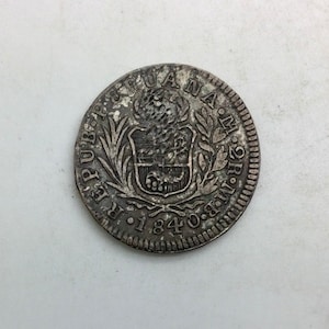 1840 Limae MB Peru KM#114.1 Two 2 Reales Silver Coin  Original Better Grade South American Collectible  Liberty Shield Coat of Arms Scarce