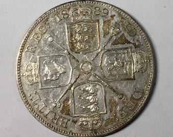 ダブルフローリン　1889年統一 1889年 ヴィクトリア女王ダブルフローリン銀貨 - Etsy 日本