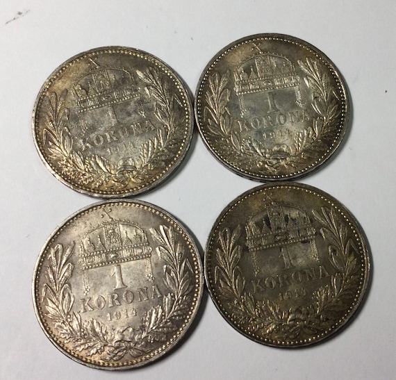 1914 Hungary Silver 1 Korona Toned Lustrous Austro Hungarian