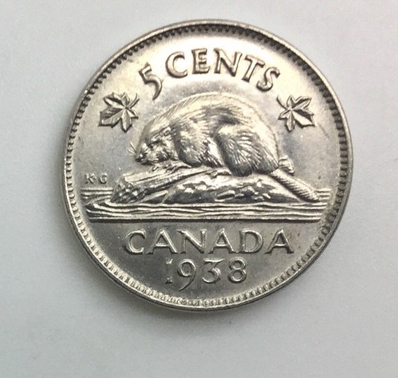 CANADA RARE 1938 GEORGE VI 5 CENTS NICKEL