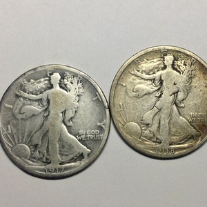 1917 & 1918D ウォーキング リバティ ハーフダラー 50 セント ミックス グレード コレクター コイン ベター アーリー デイト シルバー 900 ファイン スプレッド イーグル
