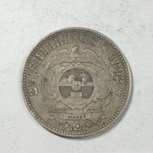 ボーア戦争時代 1892 南アフリカ ZAR ポール クルーガー ハーフ クラウン ワールド コレクター コイン 喜ばしい 2 1/2 シリング イーグル カート フラグ ライオン