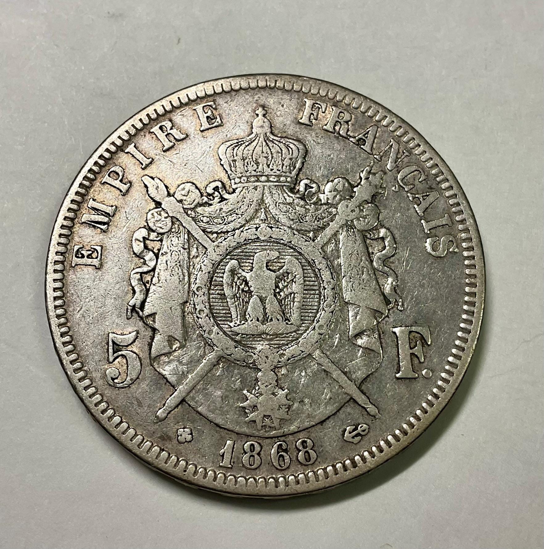 1868年 BB フランス フランス帝国 大型クラウンサイズ シルバー 5 