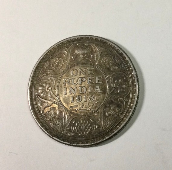 インド 1918 ジョージ 5 世の 1 ルピー銀貨 王冠をかぶった