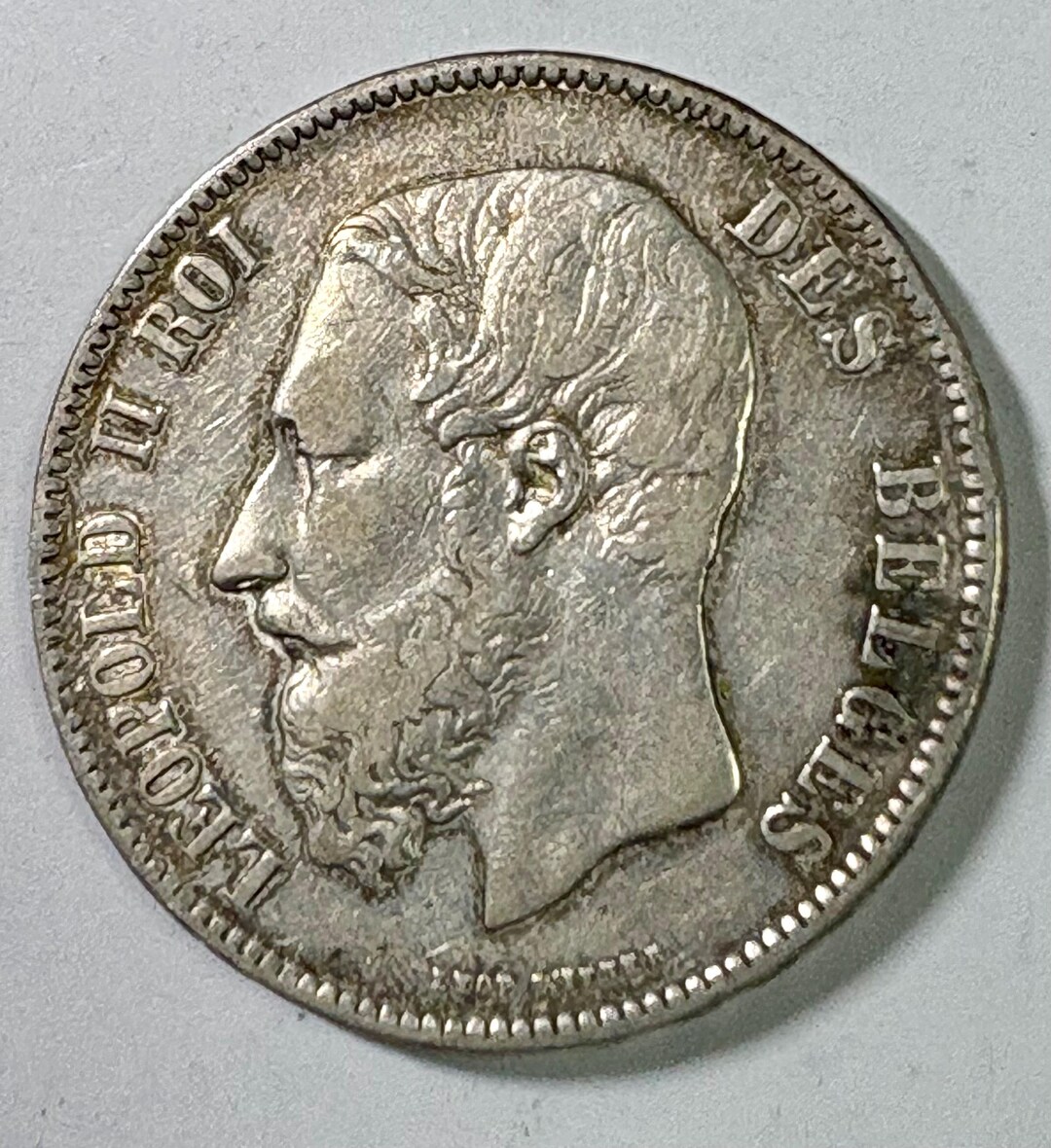 1873年 ベルギー 5フラン 銀貨 コレクターズ クラウンサイズ コイン