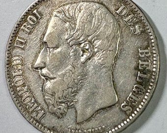 1873年 ベルギー 5フラン 銀貨 コレクターズ クラウンサイズ コイン