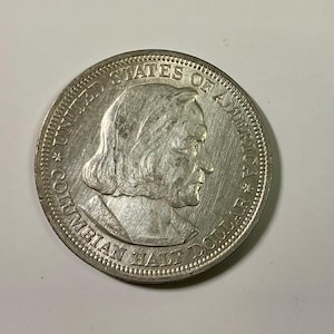 1893 Columbian Exposition Columbus Worlds Fair Chicago Collectors Coin Sailing Ship Dual Globes Christopher Columbus luster cleaned coin