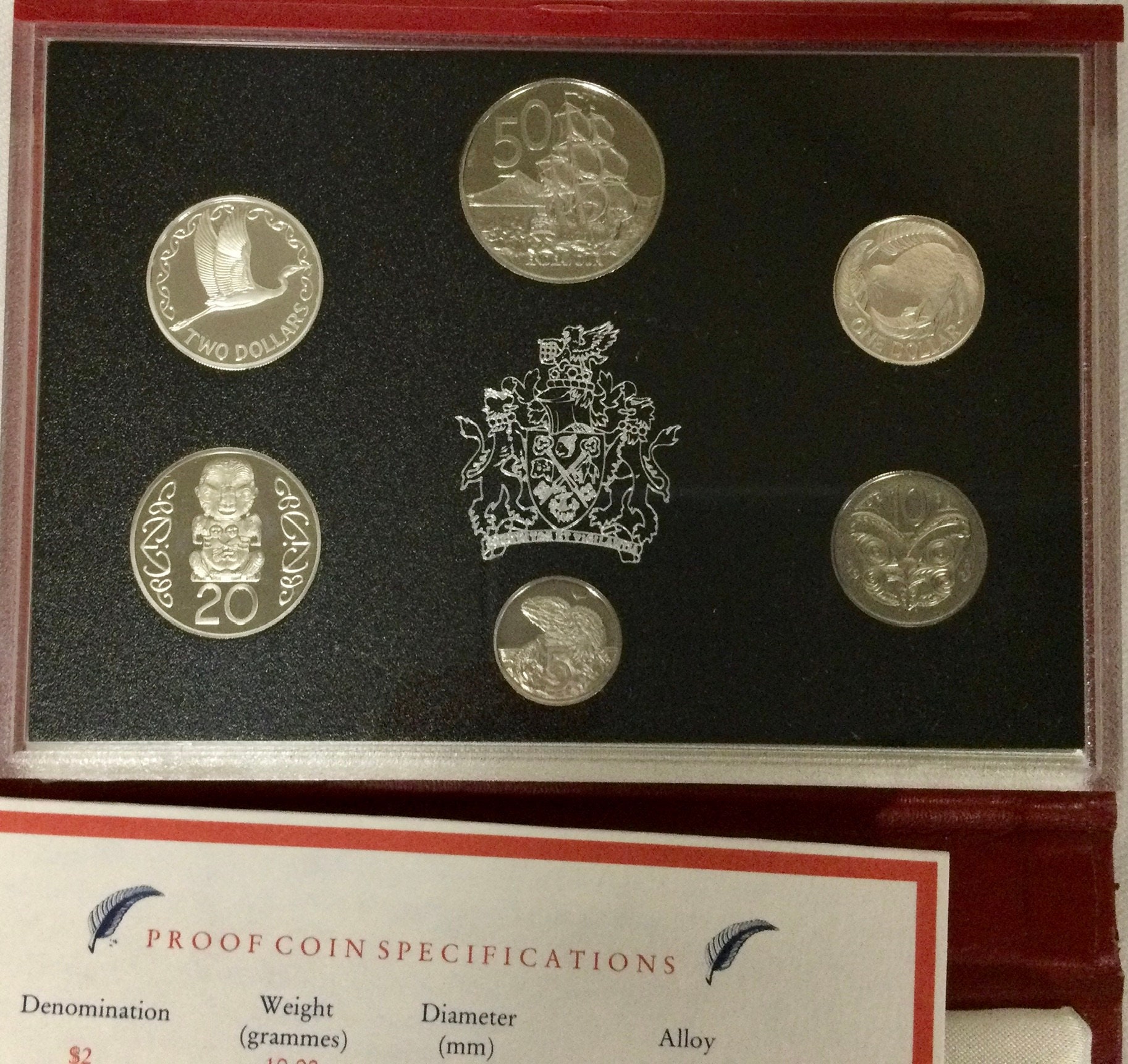 1990 Reserve Bank of New Zealand Gem Silver Proof Set in Leather