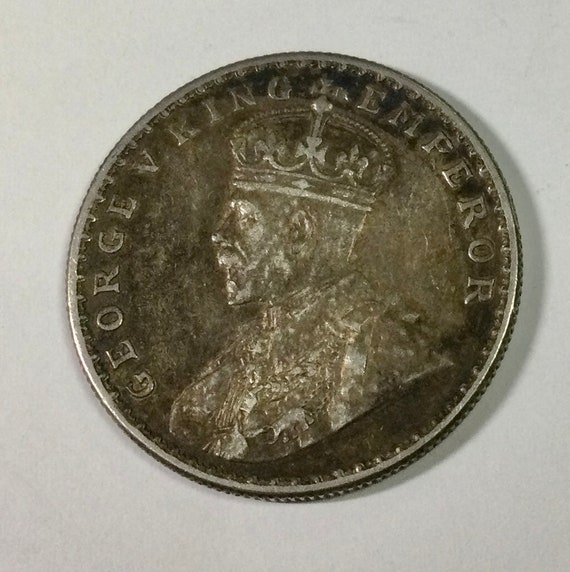 インド 1ルピー銀貨☆1918年B／未使用／ジョージ5世／NGC MS63