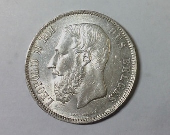 1867年 ベルギー 5フラン銀貨 レオポルド2世 美品 1867年 ベルギー国王レオポルド2世 5フラン銀貨 - Etsy 日本