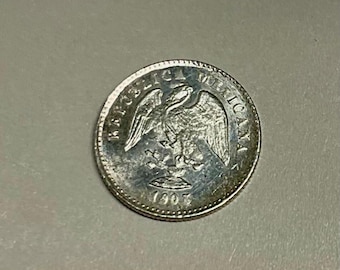 Moneda de plata mexicana de 5 centavos de 1903 Mo M Águila Serpiente Cactus Corona Moneda de coleccionista Brillo Moneda de coleccionista o para un dije
