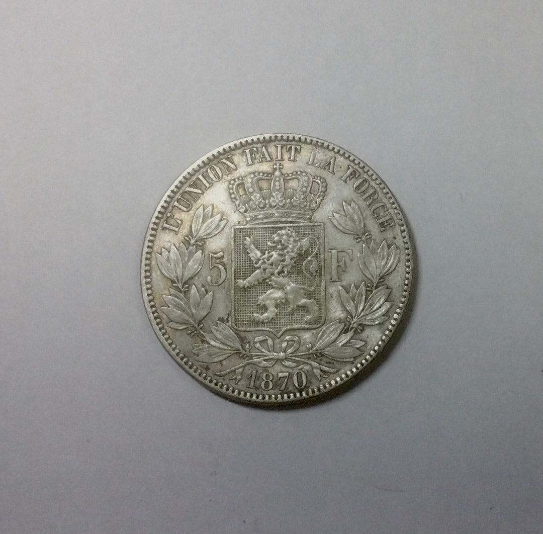 1873年 ベルギー　レオポルド2世 5フラン銀貨　XF ベルギー 1873年 5フラン銀貨 レオポルド2世 | ミスターコインズ