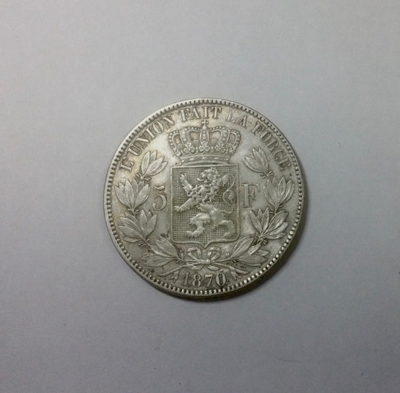 1870 ベルギー ファイブ 5 フラン シルバー コレクター 王冠