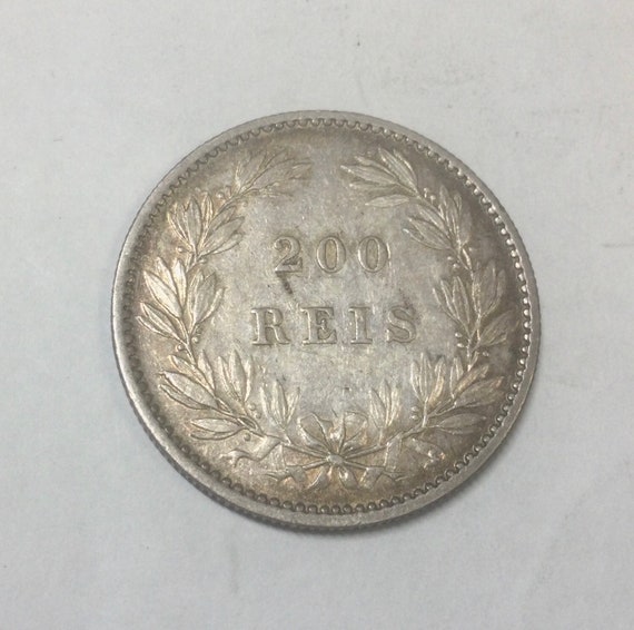 1887 ポルトガル 200 レイ銀貨花輪価値ルドヴィカス 1 世表面 - Etsy 日本