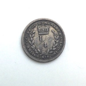 1816 Essequibo Demerary 1/4 Silver Guilder KM#11 George III Wreath and Crown with value Neat South American Colonial Coin
