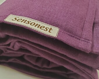 Linen weighted blanket purple eggplant color / Anxiety relief / Gift for her/ Sensory therapy / Personalized gift/ Linen: eggplant color
