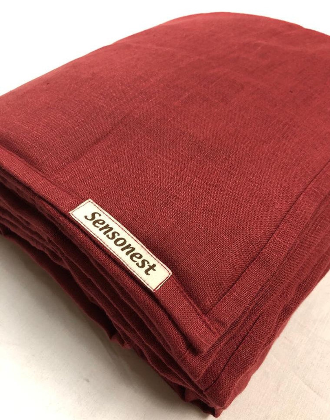Linen weighted blanket burgundy red/ Sensory weighted blanket | Etsy