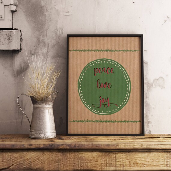 Printable Wall Art Christmas Decor Peace Love Joy Christmas Etsy