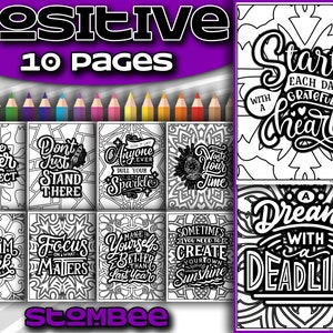 Positive Affirmations Coloring Pages: Printable Adult Coloring Book (PDF & JPG)