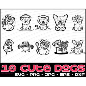 Funny Cute Dogs SVG Files Bundle for Cricut & Silhouette Cutting Machines | Commercial Use License Included | Dog Lovers Clipart Designs
