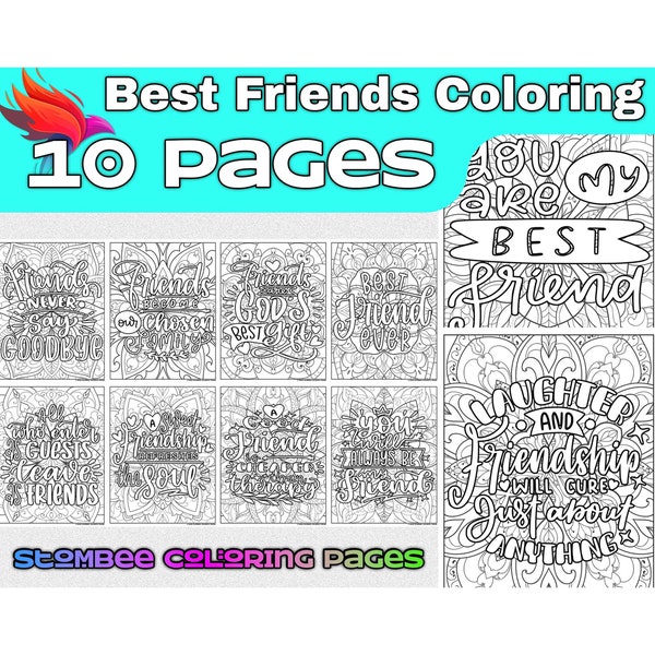 Best Friend Quotes Adult Coloring Pages Printable, Coloring Pages for Adult, Adult Coloring Book PDF, Digital Coloring Book, Quotes, Words
