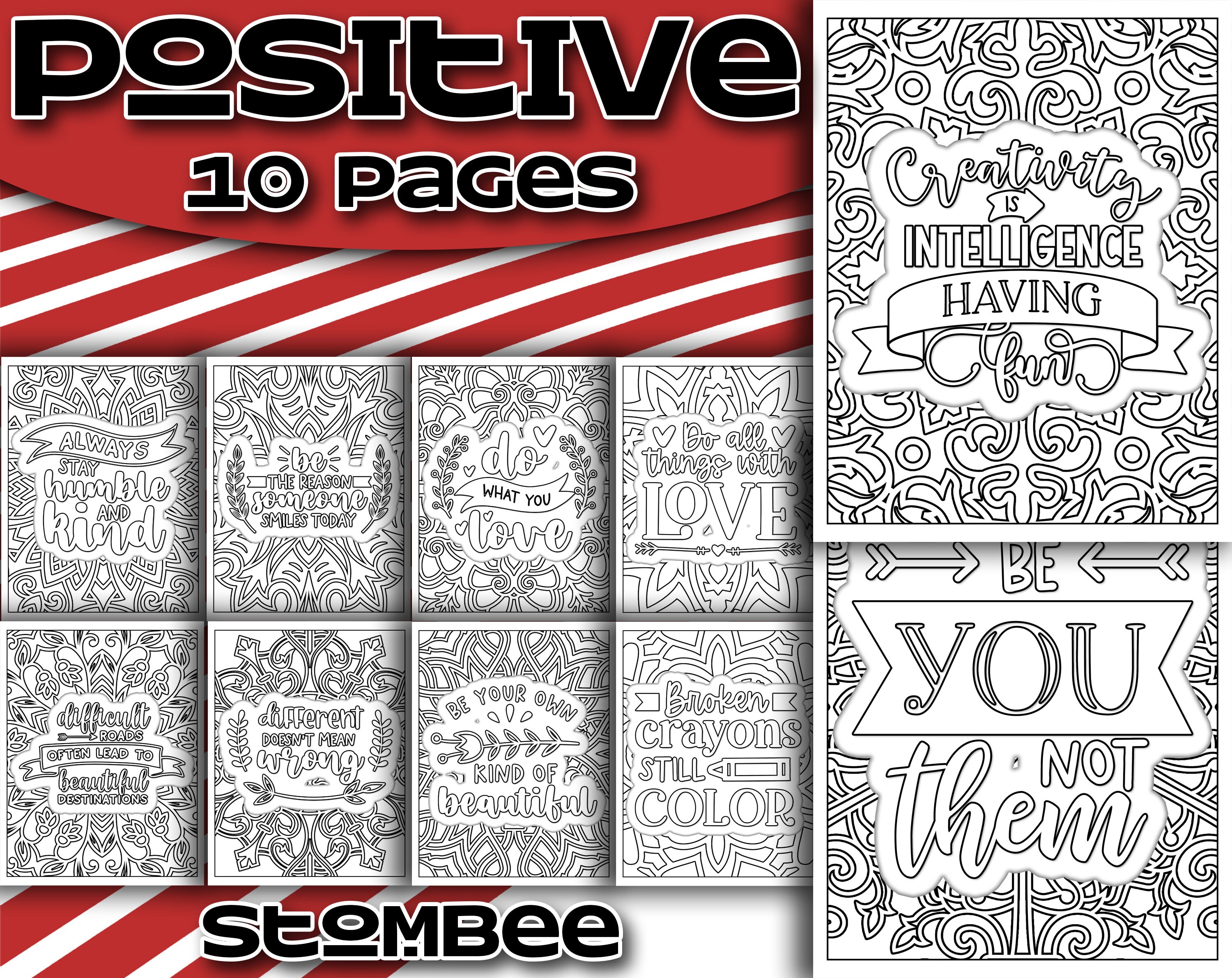 Positive Affirmation Coloring Pages, Adult Coloring Pages Printable
