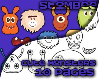 Cute Monsters Adult and Kid Coloring Pages Printable Excellent for Toddlers Coloring and Older Kids, and Adults