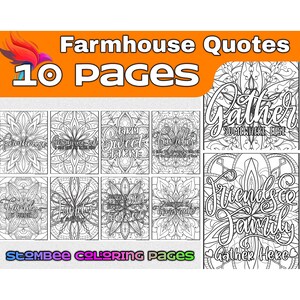 Farmhouse Quotes Coloring Pages: Adult Coloring Book (PDF)