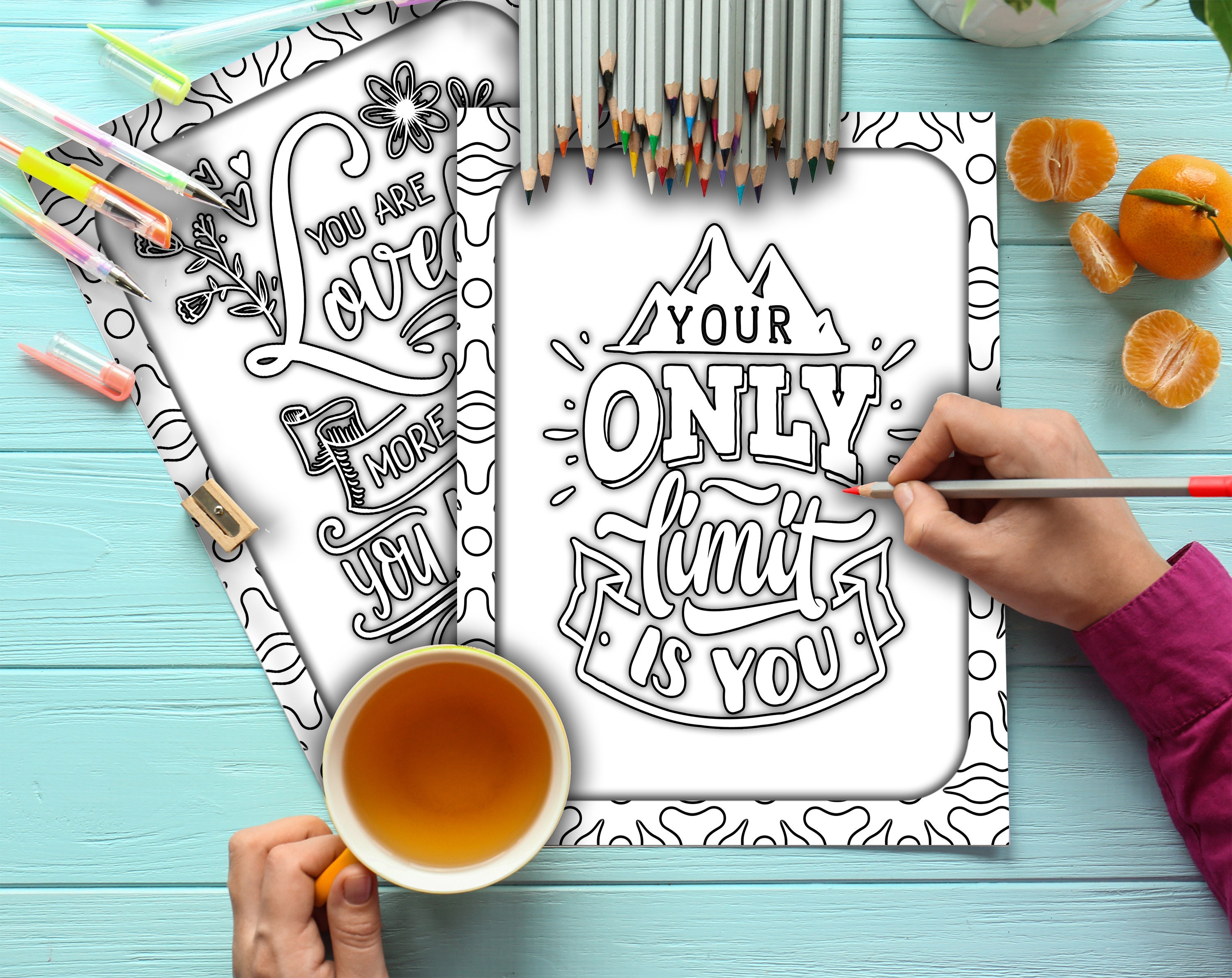 Positive Affirmation Coloring Pages Adult Coloring Pages | Etsy
