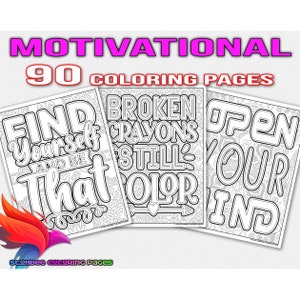90 citações motivacionais sobre a vida, páginas para colorir para adultos, páginas para colorir para imprimir, inspiradoras e positivas, livro para colorir PDF