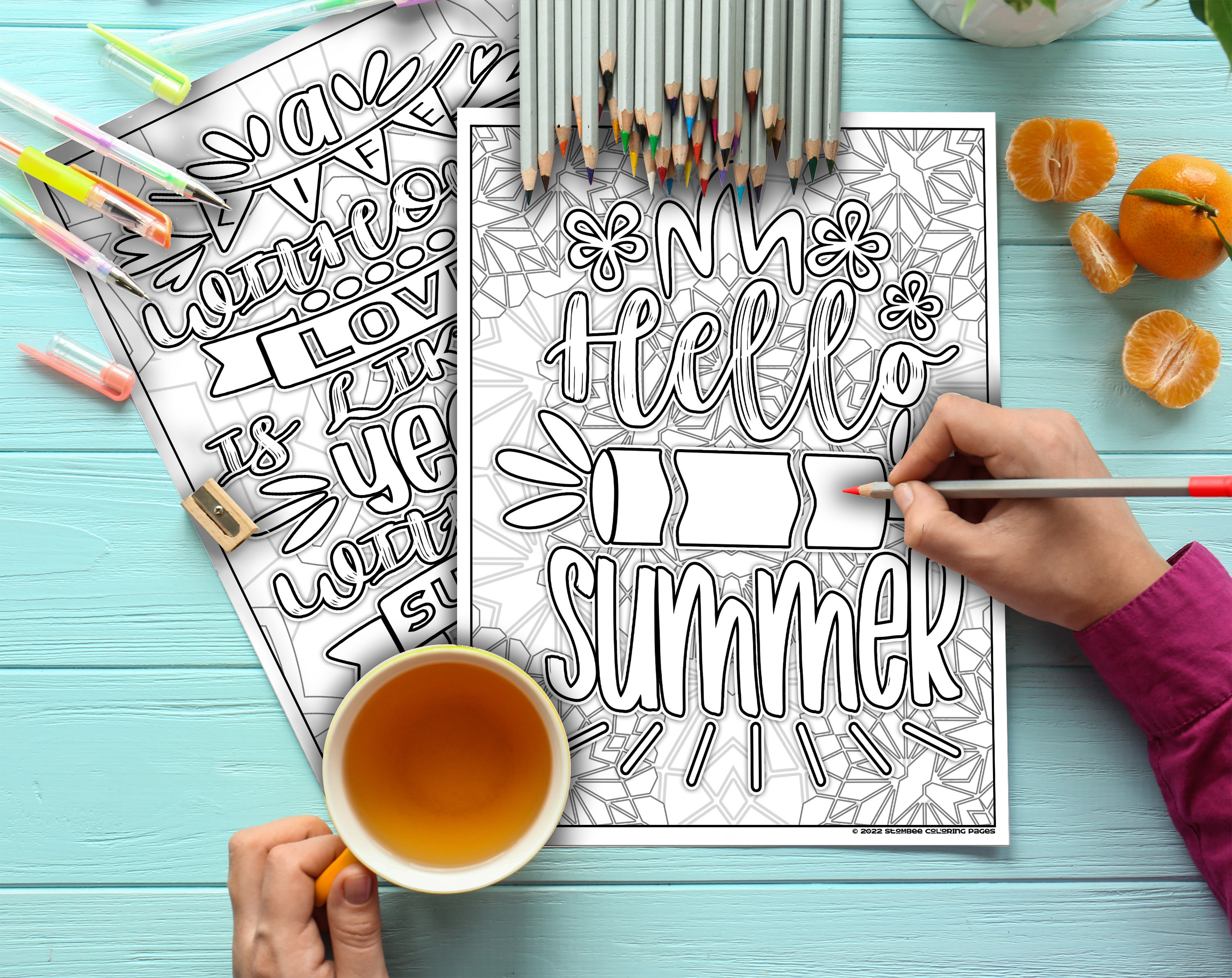Summer Coloring Pages Adult Coloring Book Adult Coloring - Etsy