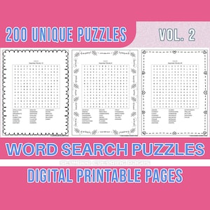 200 Word Search Puzzles: Printable Activity Book (Digital Download)