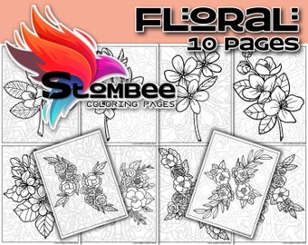 Vol.3 Floral Adult Coloring Pages Printable Book PDF For Printing And JPG For Procreate Coloring • Fun Coloring Activity Time