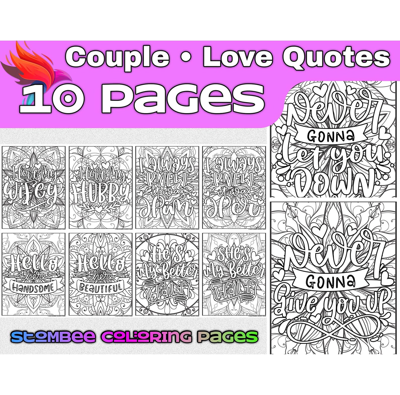 Couple Love Quotes Adult Coloring Pages Printable, Coloring Pages for ...